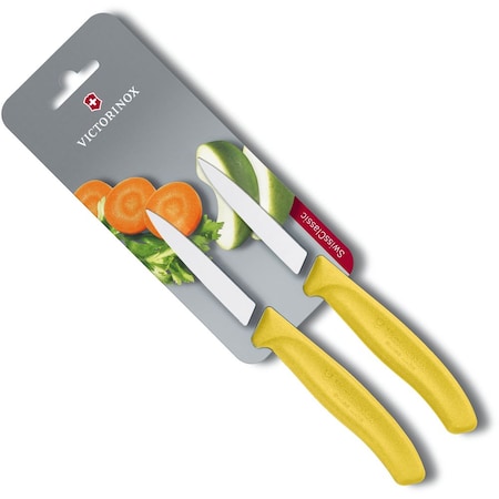 Swiss Army Brands 2024 Kitchen Swiss Classic Paring - 2 Packs 3.25In Spear Point, Straight Blade Yellow Packaged VIC-6.7606.L118B